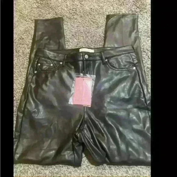 Avec Les Files NwT Anthropologie Leg Faux Leather Pant Black Size M - Picture 5 of 5
